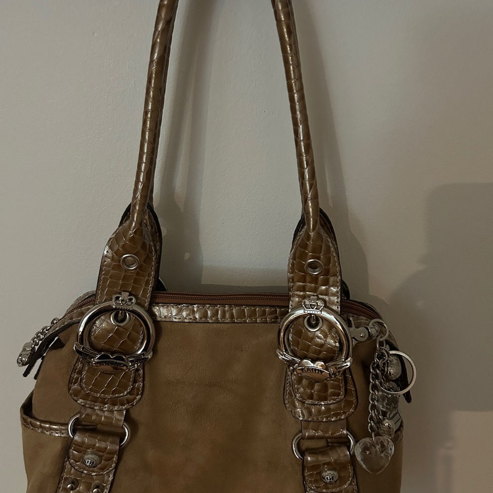 Kathy Van Zeeland Tan Shoulder Bag with Silver Accents
